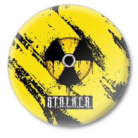 Значок с принтом S.T.A.L.K.E.R. в Белгороде,  металл | круглая форма, металлическая застежка в виде булавки | game | stalker | зона | игра | радиация | сталкер | чернобыль