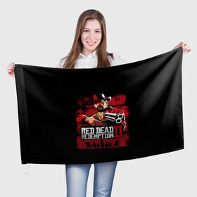 Флаг 3D с принтом Red Dead Redemption в Белгороде, 100% полиэстер | плотность ткани — 95 г/м2, размер — 67 х 109 см. Принт наносится с одной стороны | dead | gamer | john | marston | rdr | red | redemption | rockstar | shooter | western | вестерн | джон | марстон | шутер