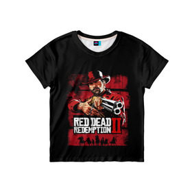 Детская футболка 3D с принтом Red Dead Redemption в Белгороде, 100% гипоаллергенный полиэфир | прямой крой, круглый вырез горловины, длина до линии бедер, чуть спущенное плечо, ткань немного тянется | dead | gamer | john | marston | rdr | red | redemption | rockstar | shooter | western | вестерн | джон | марстон | шутер
