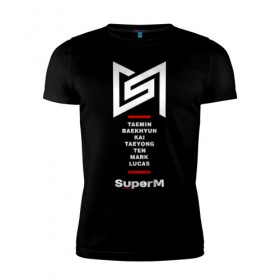 Мужская футболка премиум с принтом SuperM в Белгороде, 92% хлопок, 8% лайкра | приталенный силуэт, круглый вырез ворота, длина до линии бедра, короткий рукав | baekhyun | k pop | kai | lucas | mark | super m | superm | taemin | taeyong | ten | к поп | музыка | супер м | суперм