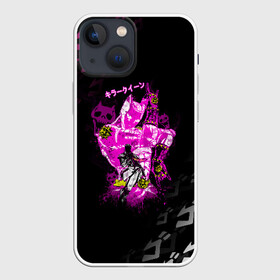 Чехол для iPhone 13 mini с принтом KILLER QUEEN розовый на черной полосе в Белгороде,  |  | adventure | jojo | jojo s bizarre | jojo’s bizarre adventure | killer queen | аниме | джоджо | манга | невероятные приключения джоджо