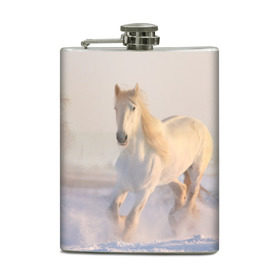 Фляга с принтом Белая лошадь на снегу в Белгороде, металлический корпус | емкость 0,22 л, размер 125 х 94 мм. Виниловая наклейка запечатывается полностью | белая | белый | декабрь | животное | животные | звери | зверь | зима | зимний | зимой | кони | конь | копытные | копытный | лошади | лошадь | снег | снега | снегу | снежный | февраль | январь