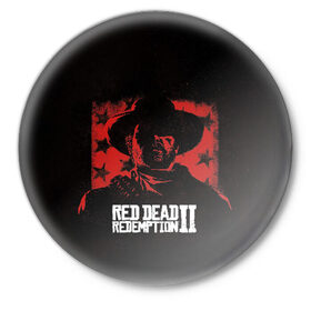 Значок с принтом Red Dead Redemption в Белгороде,  металл | круглая форма, металлическая застежка в виде булавки | dead | gamer | john | marston | rdr | red | redemption | rockstar | shooter | western | вестерн | джон | марстон | шутер