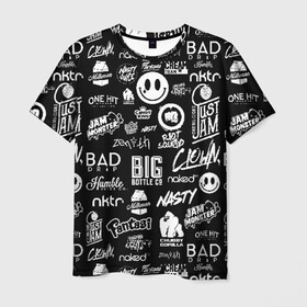 Мужская футболка 3D с принтом VAPE LOGOBOMBING в Белгороде, 100% полиэфир | прямой крой, круглый вырез горловины, длина до линии бедер | bad | baddrip | bombing | cloud | coil | drip | logo | smoke | vape | wape | бак | бэд дрип | вейп | вейпер | вейпинг | вэйп | дрипка | дым | койл | культура | лого | логотип | мод | облако | пар | хипстер