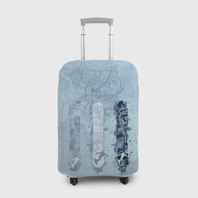 Чехол для чемодана 3D с принтом три сноуборда в Белгороде, 86% полиэфир, 14% спандекс | двустороннее нанесение принта, прорези для ручек и колес | горы | зима | природа | снег | сноуборд | спорт