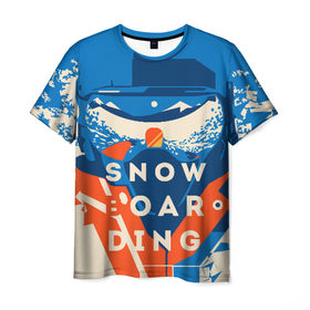 Мужская футболка 3D с принтом SNOW BOAR DING в Белгороде, 100% полиэфир | прямой крой, круглый вырез горловины, длина до линии бедер | горы | зима | природа | снег | сноуборд | спорт
