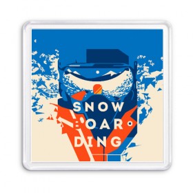 Магнит 55*55 с принтом SNOW BOAR DING в Белгороде, Пластик | Размер: 65*65 мм; Размер печати: 55*55 мм | горы | зима | природа | снег | сноуборд | спорт