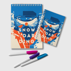 Блокнот с принтом SNOW BOAR DING в Белгороде, 100% бумага | 48 листов, плотность листов — 60 г/м2, плотность картонной обложки — 250 г/м2. Листы скреплены удобной пружинной спиралью. Цвет линий — светло-серый
 | горы | зима | природа | снег | сноуборд | спорт