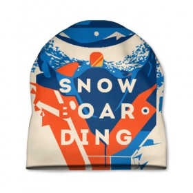 Шапка 3D с принтом SNOW BOAR DING в Белгороде, 100% полиэстер | универсальный размер, печать по всей поверхности изделия | горы | зима | природа | снег | сноуборд | спорт