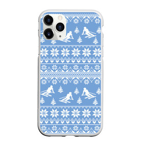 Чехол для iPhone 11 Pro матовый с принтом Вязаный свитер с лыжниками в Белгороде, Силикон |  | горы | зима | лыжи | природа | снег | спорт