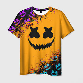 Мужская футболка 3D с принтом MARSHMELLO HALLOWEEN в Белгороде, 100% полиэфир | прямой крой, круглый вырез горловины, длина до линии бедер | Тематика изображения на принте: america | dj | halloween | marshmello | marshmello halloween | usa | америка | маршмелло | маршмелло хеллоуин | хеллоуин | хэллоуин