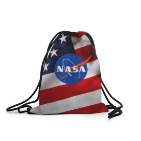 Рюкзак-мешок 3D с принтом NASA USA в Белгороде, 100% полиэстер | плотность ткани — 200 г/м2, размер — 35 х 45 см; лямки — толстые шнурки, застежка на шнуровке, без карманов и подкладки | nasa | space x | spacex | usa | астронавт | астронавтика | космонавт | наса | сша