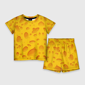 Детский костюм с шортами 3D с принтом Сыр в Белгороде,  |  | Тематика изображения на принте: texture | сыр | сырок | текстура | текстура сыра