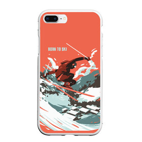 Чехол для iPhone 7Plus/8 Plus матовый с принтом BORN TO SKI в Белгороде, Силикон | Область печати: задняя сторона чехла, без боковых панелей | горы | зима | лыжи | природа | снег | спорт