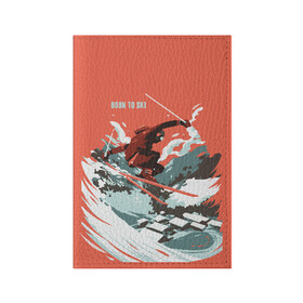 Обложка для паспорта матовая кожа с принтом BORN TO SKI в Белгороде, натуральная матовая кожа | размер 19,3 х 13,7 см; прозрачные пластиковые крепления | горы | зима | лыжи | природа | снег | спорт