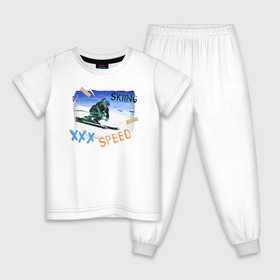 Детская пижама хлопок с принтом Skiing speed в Белгороде, 100% хлопок |  брюки и футболка прямого кроя, без карманов, на брюках мягкая резинка на поясе и по низу штанин
 | горы | зима | лыжи | природа | снег | спорт