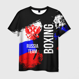 Мужская футболка 3D с принтом Boxing Russia Team в Белгороде, 100% полиэфир | прямой крой, круглый вырез горловины, длина до линии бедер | boxer | boxing | russia team | бокс | боксер | сборная россии | тайский бокс