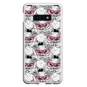 Чехол для Samsung S10E с принтом Совы в очках в Белгороде, Силикон | Область печати: задняя сторона чехла, без боковых панелей | очки | паттерн | птицы | сова | совенок | совушка | совы | текстуры | ум