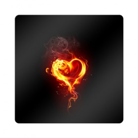 Магнит виниловый Квадрат с принтом Огненное сердце в Белгороде, полимерный материал с магнитным слоем | размер 9*9 см, закругленные углы | 14 февраля | heart | в подарок | горящее | день святого валентина | для влюбленных | для подарка | огненный | огонь | сердце