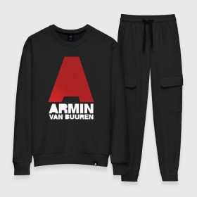 Женский костюм хлопок с принтом Armin van Buuren в Белгороде, 100% хлопок | на свитшоте круглая горловина, мягкая резинка по низу. Брюки заужены к низу, на них два вида карманов: два 