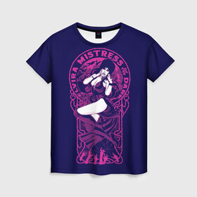 Женская футболка 3D с принтом Эльвира в Белгороде, 100% полиэфир ( синтетическое хлопкоподобное полотно) | прямой крой, круглый вырез горловины, длина до линии бедер | elvira | mistress of the dark | арт | девушка | эльвира | эльвира  повелительница тьмы
