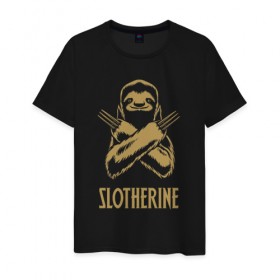 Мужская футболка хлопок с принтом Sloth в Белгороде, 100% хлопок | прямой крой, круглый вырез горловины, длина до линии бедер, слегка спущенное плечо. | animals | sloth | животные | ленивец