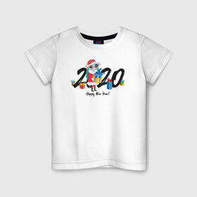 Детская футболка хлопок с принтом 2020 в Белгороде, 100% хлопок | круглый вырез горловины, полуприлегающий силуэт, длина до линии бедер | 2020 | животные | крыса | мышь | новый год | символ года