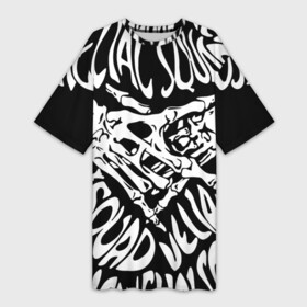 Платье-футболка 3D с принтом VELIAL SQUAD в Белгороде,  |  | velial squad | музыка | отряд велиала | рэп | хорроркор | чёрный и белый