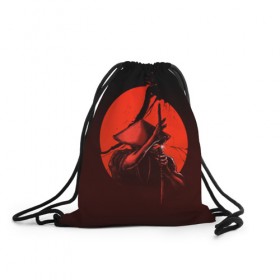 Рюкзак-мешок 3D с принтом Самурай в Белгороде, 100% полиэстер | плотность ткани — 200 г/м2, размер — 35 х 45 см; лямки — толстые шнурки, застежка на шнуровке, без карманов и подкладки | арт | воин | катана | меч | самурай | солнце