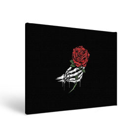 Холст прямоугольный с принтом Рука скелета с розой в Белгороде, 100% ПВХ |  | core | hand | hardcore | skeleton | tatoo | роза | романтика | рука | скелет | тату | цветок | черный фон