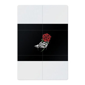 Магнитный плакат 2Х3 с принтом Рука скелета с розой в Белгороде, Полимерный материал с магнитным слоем | 6 деталей размером 9*9 см | core | hand | hardcore | skeleton | tatoo | роза | романтика | рука | скелет | тату | цветок | черный фон