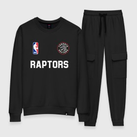 Женский костюм хлопок с принтом Toronto Raptors NBA в Белгороде, 100% хлопок | на свитшоте круглая горловина, мягкая резинка по низу. Брюки заужены к низу, на них два вида карманов: два 