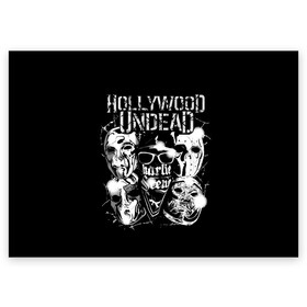 Поздравительная открытка с принтом Hollywood Undead в Белгороде, 100% бумага | плотность бумаги 280 г/м2, матовая, на обратной стороне линовка и место для марки
 | charlie scene | danny | funny man | hollywood undead | hu | j dog | johnny 3 tears | голливудская нежить | голубь | голубь с гранатой | граната | ню метал | рэп метал | рэп рок