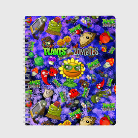 Тетрадь с принтом Plants vs Zombies в Белгороде, 100% бумага | 48 листов, плотность листов — 60 г/м2, плотность картонной обложки — 250 г/м2. Листы скреплены сбоку удобной пружинной спиралью. Уголки страниц и обложки скругленные. Цвет линий — светло-серый
 | plant | zombies | зомби | растения | растения против зомби