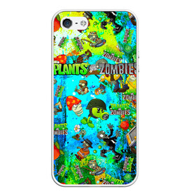 Чехол для iPhone 5/5S матовый с принтом Plants vs Zombies в Белгороде, Силикон | Область печати: задняя сторона чехла, без боковых панелей | plant | zombies | зомби | растения | растения против зомби