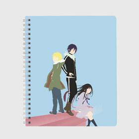 Тетрадь с принтом Yato Yukine & Hiyori в Белгороде, 100% бумага | 48 листов, плотность листов — 60 г/м2, плотность картонной обложки — 250 г/м2. Листы скреплены сбоку удобной пружинной спиралью. Уголки страниц и обложки скругленные. Цвет линий — светло-серый
 | ghost | god of calamity | hiyori | iki | noragami | shinki | yato | yatogami | yukine | бездомный бог | бог бедствия | ики | призрак | секки | хиёри | шинки | юки | юкине | юкинэ | ято