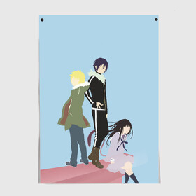 Постер с принтом Yato, Yukine & Hiyori в Белгороде, 100% бумага
 | бумага, плотность 150 мг. Матовая, но за счет высокого коэффициента гладкости имеет небольшой блеск и дает на свету блики, но в отличии от глянцевой бумаги не покрыта лаком | ghost | god of calamity | hiyori | iki | noragami | shinki | yato | yatogami | yukine | бездомный бог | бог бедствия | ики | призрак | секки | хиёри | шинки | юки | юкине | юкинэ | ято