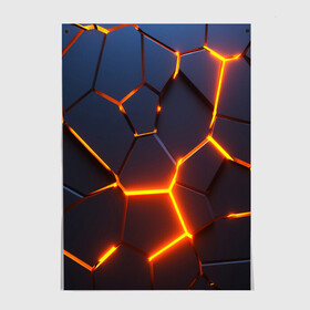Постер с принтом 3D ПЛИТЫ | NEON STEEL | НЕОНОВЫЕ ПЛИТЫ в Белгороде, 100% бумага
 | бумага, плотность 150 мг. Матовая, но за счет высокого коэффициента гладкости имеет небольшой блеск и дает на свету блики, но в отличии от глянцевой бумаги не покрыта лаком | 3d | abstraction | geometry | hexagon | neon | paints | stripes | texture | triangle | абстракция | брызги | геометрия | краски | неон | неоновый | соты | текстура
