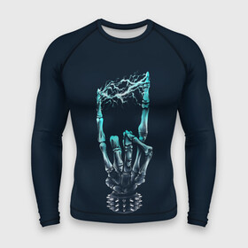 Мужской рашгард 3D с принтом Rock в Белгороде,  |  | bone | bones | dead | death | electro | music | rock | skeleton | е | еее | кости | кость | молния | музыка | рок | роцк | рука | скелет | электричество | электро
