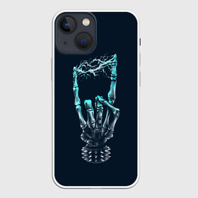 Чехол для iPhone 13 mini с принтом Rock в Белгороде,  |  | Тематика изображения на принте: bone | bones | dead | death | electro | music | rock | skeleton | е | еее | кости | кость | молния | музыка | рок | роцк | рука | скелет | электричество | электро
