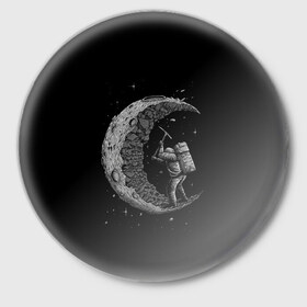 Значок с принтом Лунокоп в Белгороде,  металл | круглая форма, металлическая застежка в виде булавки | Тематика изображения на принте: cat | galaxy | moon | nasa | space | вселенная | галактика | звезды | космонавт | космос | луна | наса | скафандр