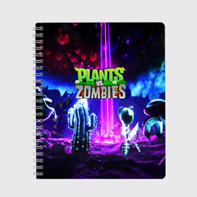 Тетрадь с принтом PLANTS VS ZOMBIES в Белгороде, 100% бумага | 48 листов, плотность листов — 60 г/м2, плотность картонной обложки — 250 г/м2. Листы скреплены сбоку удобной пружинной спиралью. Уголки страниц и обложки скругленные. Цвет линий — светло-серый
 | garden warfare | plants | plants vs. zombies | plants vs. zombies: garden warfare | popcap | zombies | кактус | картошка | подсолнух | растения против зомби | сад