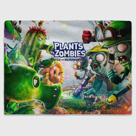 Плед 3D с принтом Plants vs Zombies. в Белгороде, 100% полиэстер | закругленные углы, все края обработаны. Ткань не мнется и не растягивается | plants vs zombies | pvz | зомби | игра | растения | растения против зомби