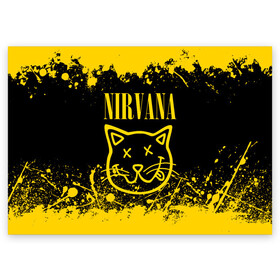 Поздравительная открытка с принтом NIRVANA в Белгороде, 100% бумага | плотность бумаги 280 г/м2, матовая, на обратной стороне линовка и место для марки
 | Тематика изображения на принте: nirvana | smile | курт кобейн | нирвана | смайл