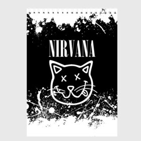 Скетчбук с принтом NIRVANA в Белгороде, 100% бумага
 | 48 листов, плотность листов — 100 г/м2, плотность картонной обложки — 250 г/м2. Листы скреплены сверху удобной пружинной спиралью | nirvana | smile | курт кобейн | нирвана | смайл