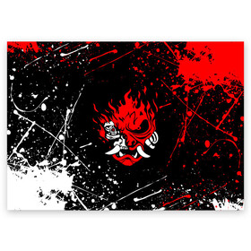 Поздравительная открытка с принтом CYBERPUNK 2077 SAMURAI | САМУРАЙ в Белгороде, 100% бумага | плотность бумаги 280 г/м2, матовая, на обратной стороне линовка и место для марки
 | Тематика изображения на принте: cd project red | cyberpunk 2077 | keanu reeves | samurai | киану ривз | киберпанк 2077 | самураи
