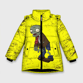 Зимняя куртка для девочек 3D с принтом Plants vs Zombies в Белгороде, ткань верха — 100% полиэстер; подклад — 100% полиэстер, утеплитель — 100% полиэстер. | длина ниже бедра, удлиненная спинка, воротник стойка и отстегивающийся капюшон. Есть боковые карманы с листочкой на кнопках, утяжки по низу изделия и внутренний карман на молнии. 

Предусмотрены светоотражающий принт на спинке, радужный светоотражающий элемент на пуллере молнии и на резинке для утяжки. | plants vs. zombies | зомби | игра | компьютерная игра | против | растения | растения против зомби