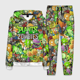 Мужской костюм 3D с принтом PLANTS VS ZOMBIES в Белгороде, 100% полиэстер | Манжеты и пояс оформлены тканевой резинкой, двухслойный капюшон со шнурком для регулировки, карманы спереди | battle | plants | plants vs zombies | pvsz | vs | zombies | растения против зомби