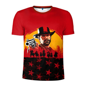 Мужская футболка 3D спортивная с принтом Red Dead Redemption 2 в Белгороде, 100% полиэстер с улучшенными характеристиками | приталенный силуэт, круглая горловина, широкие плечи, сужается к линии бедра | dead | rdr | rdr2 | red | redemption | артур | банда | бандиты | вестерн | дикий запад | ковбои | морган | сша