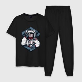 Мужская пижама хлопок с принтом Occupy Mars в Белгороде, 100% хлопок | брюки и футболка прямого кроя, без карманов, на брюках мягкая резинка на поясе и по низу штанин
 | Тематика изображения на принте: 